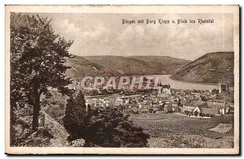 Bingen- Burg Klopp u Blick ins Rheintal-Ansichtskarte AK