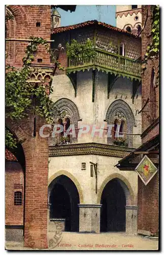 Ansichtskarte AK Italie Italia Torino Castello Medievale Cortile