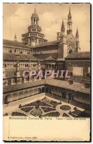 Cartes postales Italie Italia Monumente Certosa di Pavia Fianco e Cupola della Chiesa