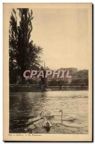 Cartes postales Suisse Geneve Ile Rousseau Cygnes Swan