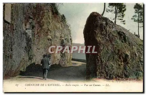 Esterel - Corniche - Roche coupee - vue sur Cannes - Ansichtskarte AK