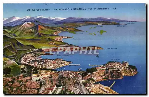 Monaco - Monaco a San Remo - vue en Aeroplane - Cartes postales