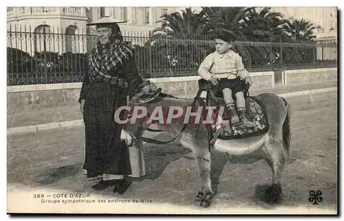 Environs de Nice - Groupe Sympathique -ane -donkey - enfant - Cartes postales