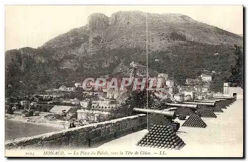 Monaco - Monte-Carlo - La Place du Palais vers la Tete de Chien - canon - Cartes postales