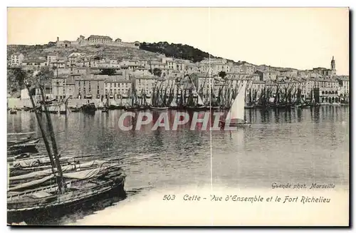 Cette - Vue d&#39Ensemble et le Fort Richelieu - bateau - Ansichtskarte AK