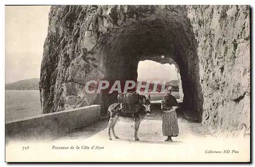 Pomenade de la Cote d&#39Azur -paysanne - ane -donkey - Cartes postales