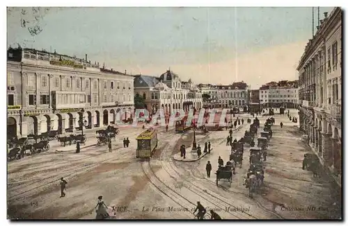 Nice - La Place Masseim et Casino Municipal - tramway - Ansichtskarte AK