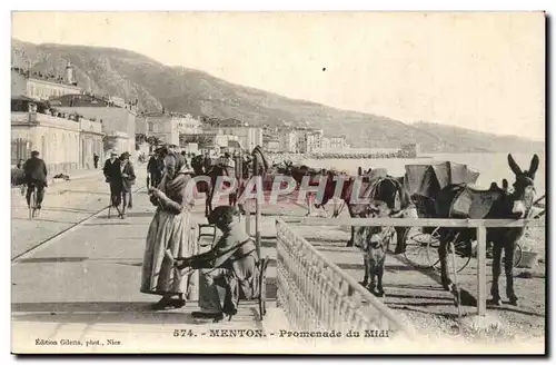 Menton - Promenade du Midi - ane - Ansichtskarte AK - donkey