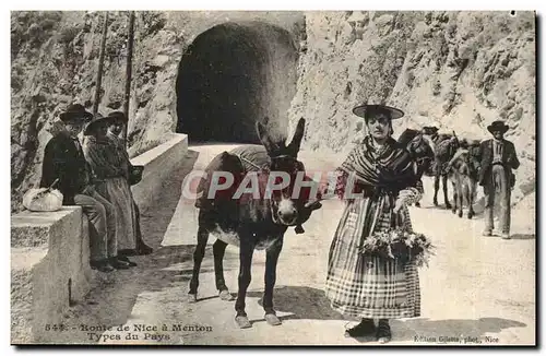 Menton -Route de Nice - ane - Cartes postales donkey