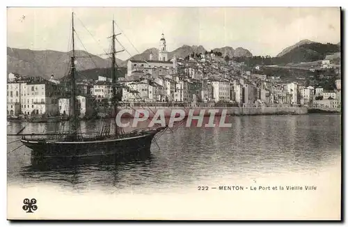 Menton - Le Port et la Vieille Ville - bateau - Cartes postales