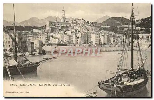 Menton - Le Port et la Vieille Ville - bateau - Cartes postales