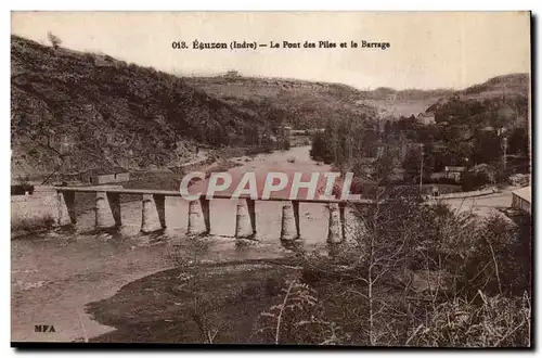 Cartes postales Barrage d'Eguzon Vallee de la Creuse le pont des piles et le barrage