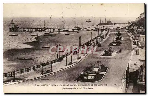 Arcachon Cartes postales Le boulevard Promenade et les jardns