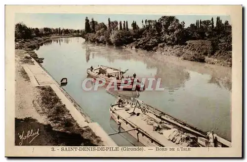 Saint Denis de Pile Ansichtskarte AK Bord de l isle (peniches boat bateau)