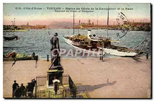 Toulon Ansichtskarte AK Statue du genie de a navigation et rade