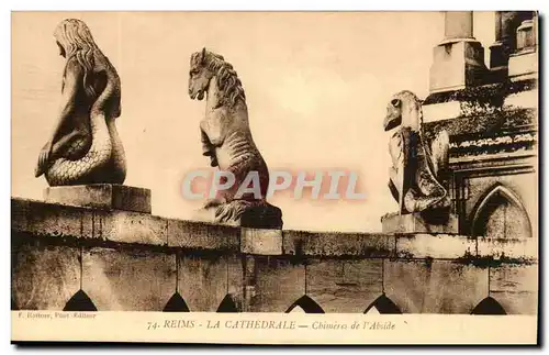 reims Ansichtskarte AK La cathedrale Chimeres de l abside