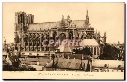 reims Ansichtskarte AK La cathedrale Vue laterale