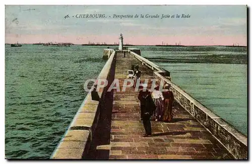 Cherbourg Cartes postales Perspective de la grande jetee et la rade