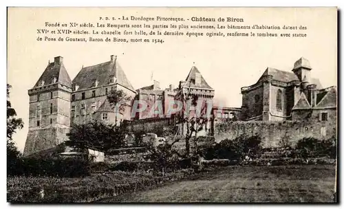 La Dordogne Pittoresque - Chateau de Biron - Fondee au XI siecle Les Remparts sont les parties - Ansichtskarte AK