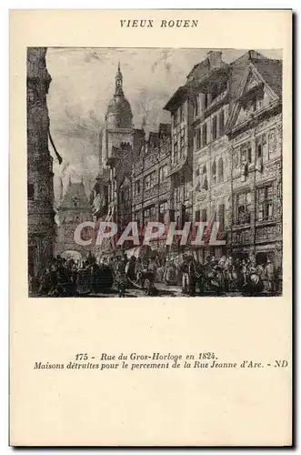 Rouen - Rue du Gros Horloge en 1824 Maison detruites pour le percement de la rue Jeanne d&#39arc - C