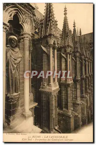 Reims - La cathedrale Perspective des Contreforts Cartes postales