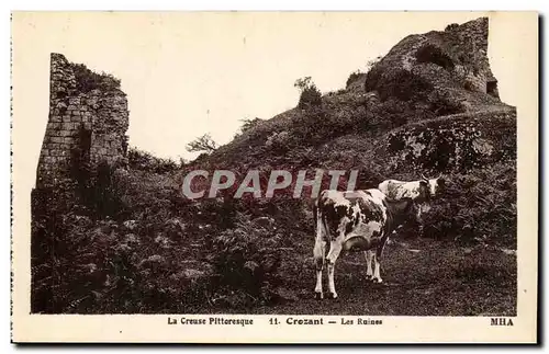 Crozant Cartes postales Les ruines (vache)