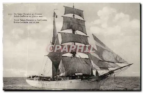 Saint Nazaire - De Saint Nazaire au Croisic - Brick Goelette en pleine mer - boat at sea - Cartes postales