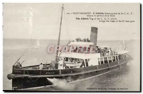 Saint Nazaire - L&#39Athlele Remorqueur de la C G T faissat le service de la Rade - brings ships int