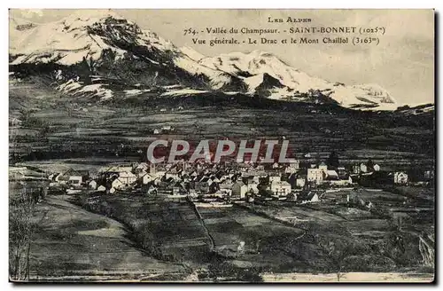 Les Alpes Vallee de Champsaur Saint Bonnet Vue generale le Drac et le Mont Chaillol