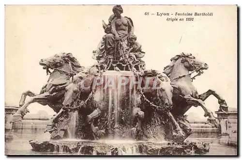 Lyon Ansichtskarte AK Fontaine Bartholdi erigee en 1892