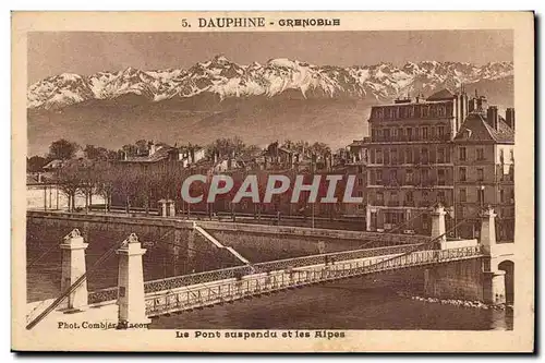 Dauphine Cartes postales Grenoble le pont suspendu et les Alpes