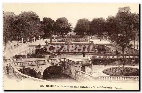 Nimes Cartes postales Jardin de la fontaine Vue generale