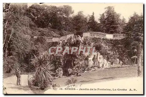 Nimes Cartes postales Jardin de la fontaine la grotte