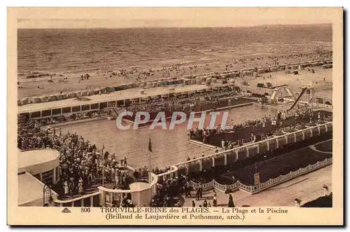 Trouville Reine des plages Cartes postales La plage et la psicine (Brillaud de Laujardiere et Puthomme)