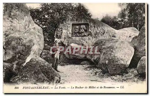 Fontainebleau Cartes postales La foret Le rocher de Millet et de Rousseau