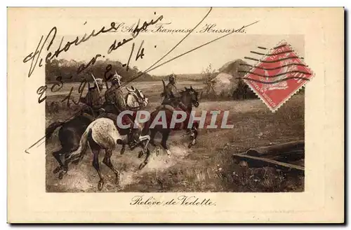 Cartes postales Militaria Hussards Releve de vedette