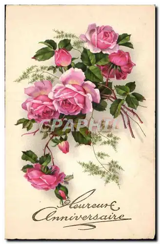 Cartes postales Fantaisie Heureux anniversaire Fleurs