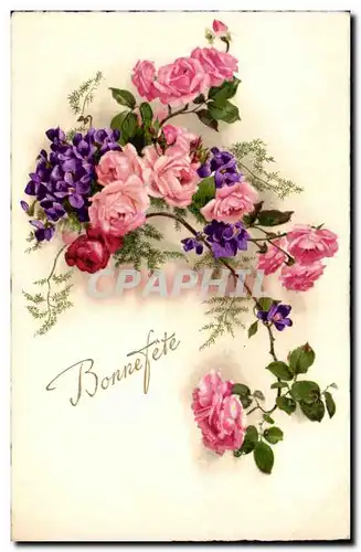 Cartes postales Fantaisie Bonne fete Fleurs