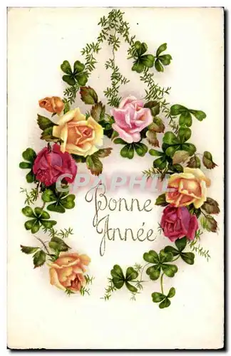 Cartes postales Fantaisie Bonne Annee Fleurs