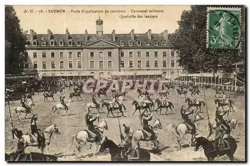 Saumur Ansichtskarte AK Ecole d&#39application de cavalerie Carrousel militaire Quadrille des lanciers