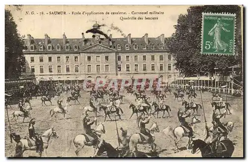 Saumur Ansichtskarte AK Ecole d&#39application de cavalerie Carrousel militaire Quadrille des lanciers