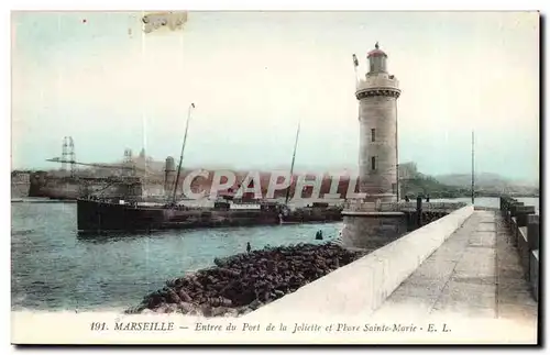 Marseille Cartes postales Entree du port de la Joliette et Phare Sainte marie (lighthouse)