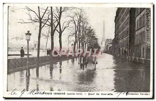 Paris inonde Cartes postales Quai de Grenelle Janvier 1910