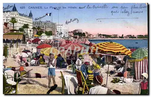 Cannes Cartes postales La plage et les hotels