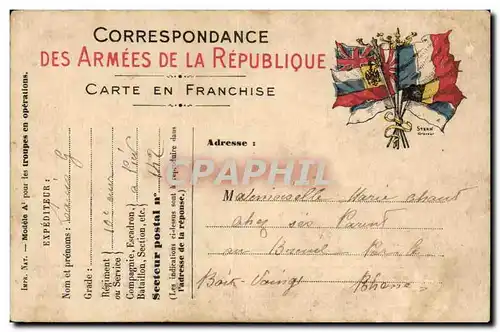 Carte de correspondance des Armees Ahaut Bois Voingt Rhone (militaria)