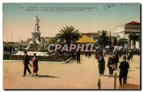 Cannes Ansichtskarte AK Place du casino et statue Edouard VII