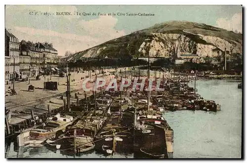 Rouen Cartes postales Le quai de Paris et Cote Sainte CAtherine