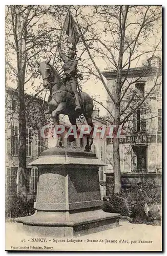 Nancy Ansichtskarte AK Square Lafayette Statue de Jeanne d&#39arc par Fremiet