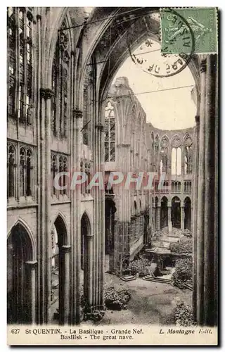 Saint Quentin Cartes postales La basilique Grande nef