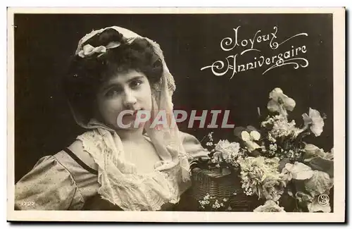 Fantaisie - Joyeux Anniversaire - Femme Cartes postales